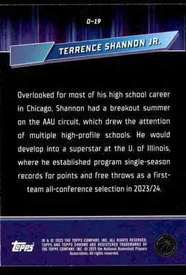 2024-25 Topps Chrome #D-19 Terrence Shannon Jr Destiny - Basketball Card Single