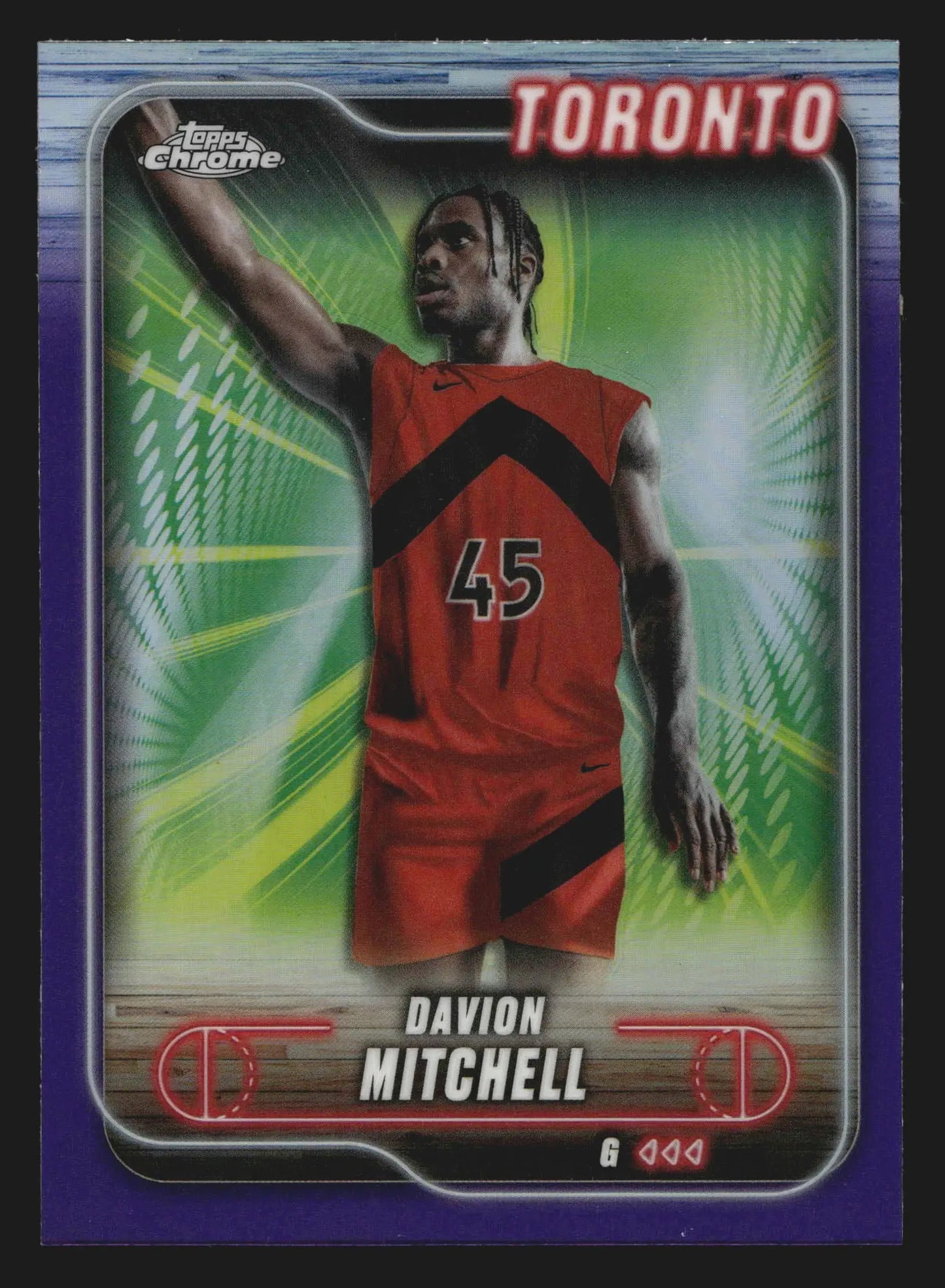 2024-25 Topps Chrome Davion Mitchell #128 Purple Refractor Toronto Raptors - Basketball Card Single