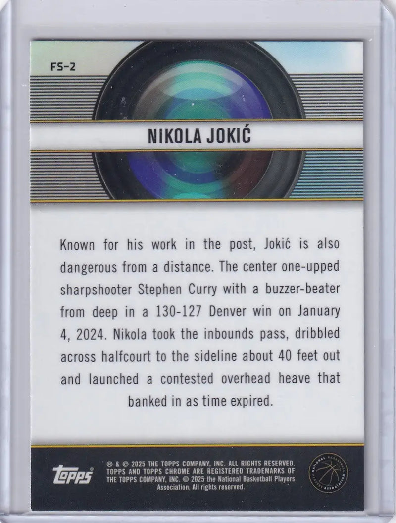 Nikola Jokić basketball card from Topps Chrome Film Study 2024-25 Topps Chrome collection