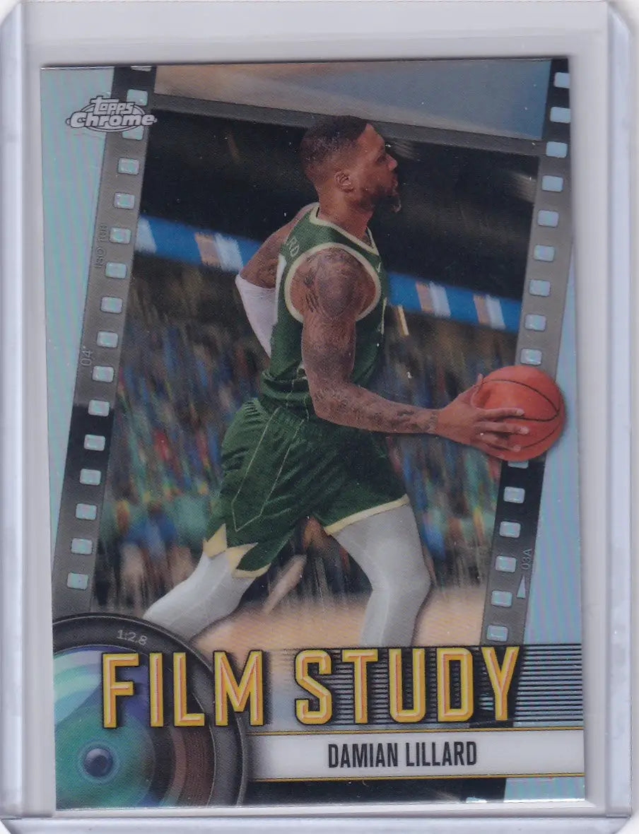 Damian Lillard basketball card from 2024-25 Topps Chrome Film Study Refractor series