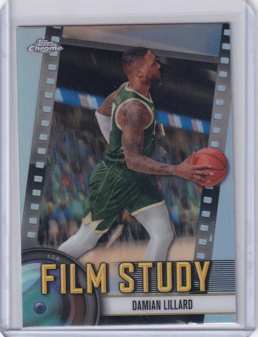 Damian Lillard basketball card from 2024-25 Topps Chrome Film Study Refractor series