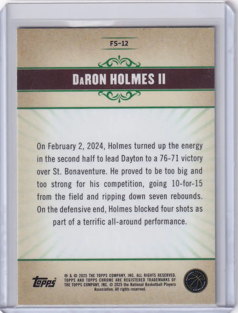 DaRon Holmes II basketball card from 2024-25 Topps Chrome Fresh Start series