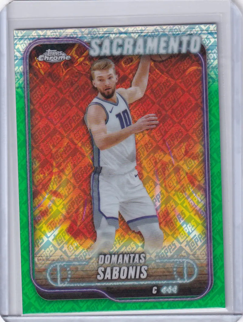 Domantas Sabonis basketball card 2024-25 Topps Chrome Green Refractors Sacramento Kings