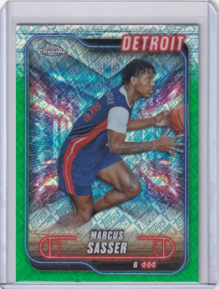 2024-25 Topps Chrome Green Refractors Marcus Sasser Detroit Pistons basketball card