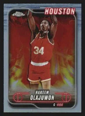 2024-25 Topps Chrome Hakeem Olajuwon #115 Refractor Rockets HOF - Basketball Card Single