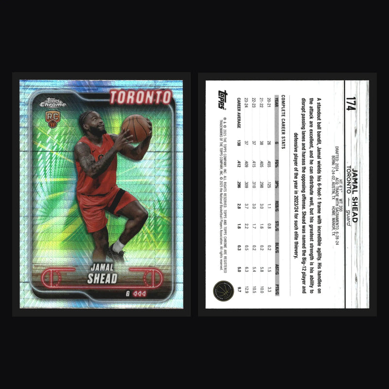 2024-25 Topps Chrome Jamal Shead #174 Prism Refractor RC Toronto Raptors - Basketball Card Single