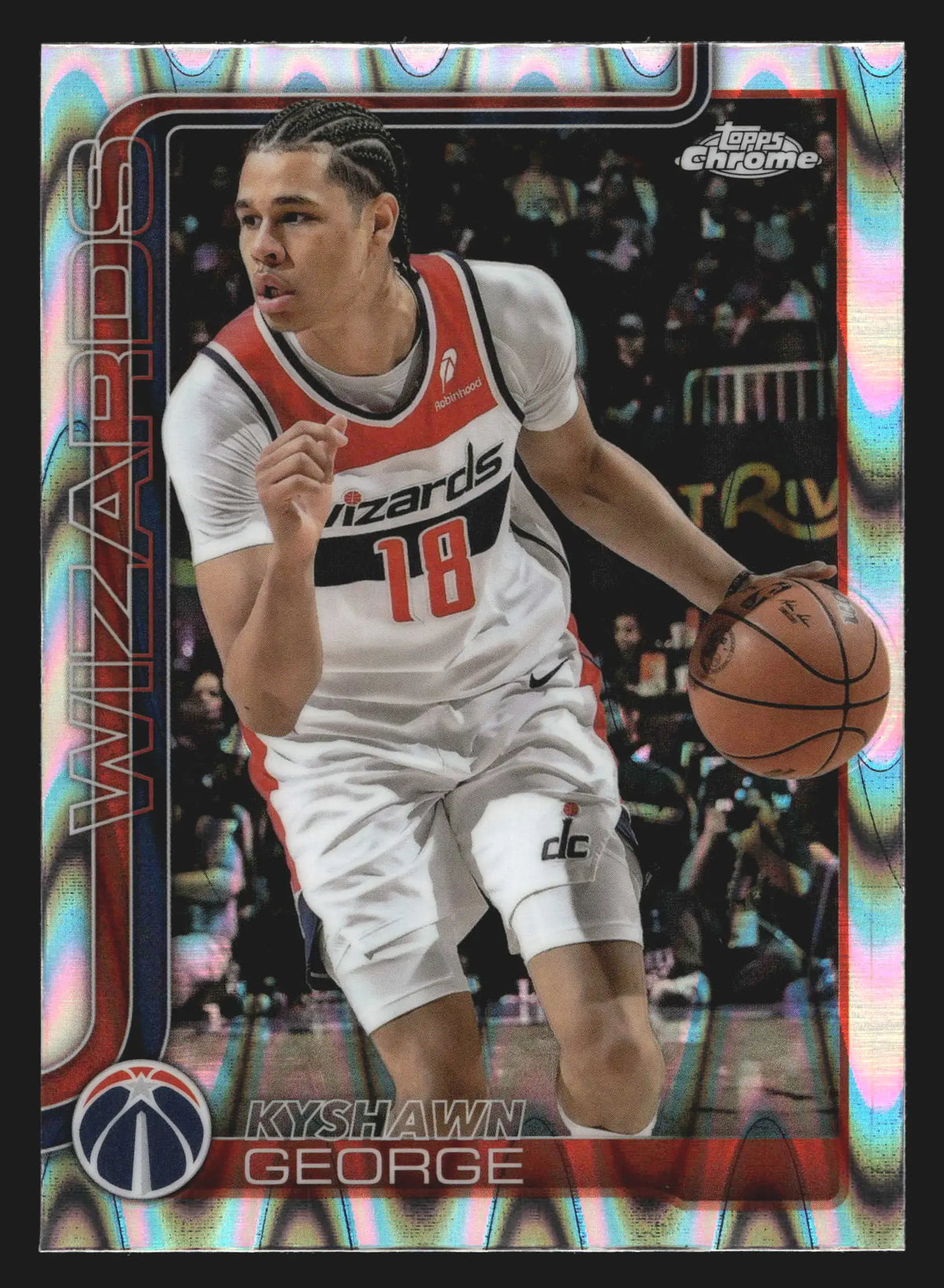 2024-25 Topps Chrome Kyshawn George #237 Raywave Refractor RC Wizards - Basketball Card Single