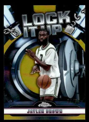 2024-25 Topps Chrome #LIU-1 Jaylen Brown Lock it Up Gold Refractor #/50 - Basketball Card Single