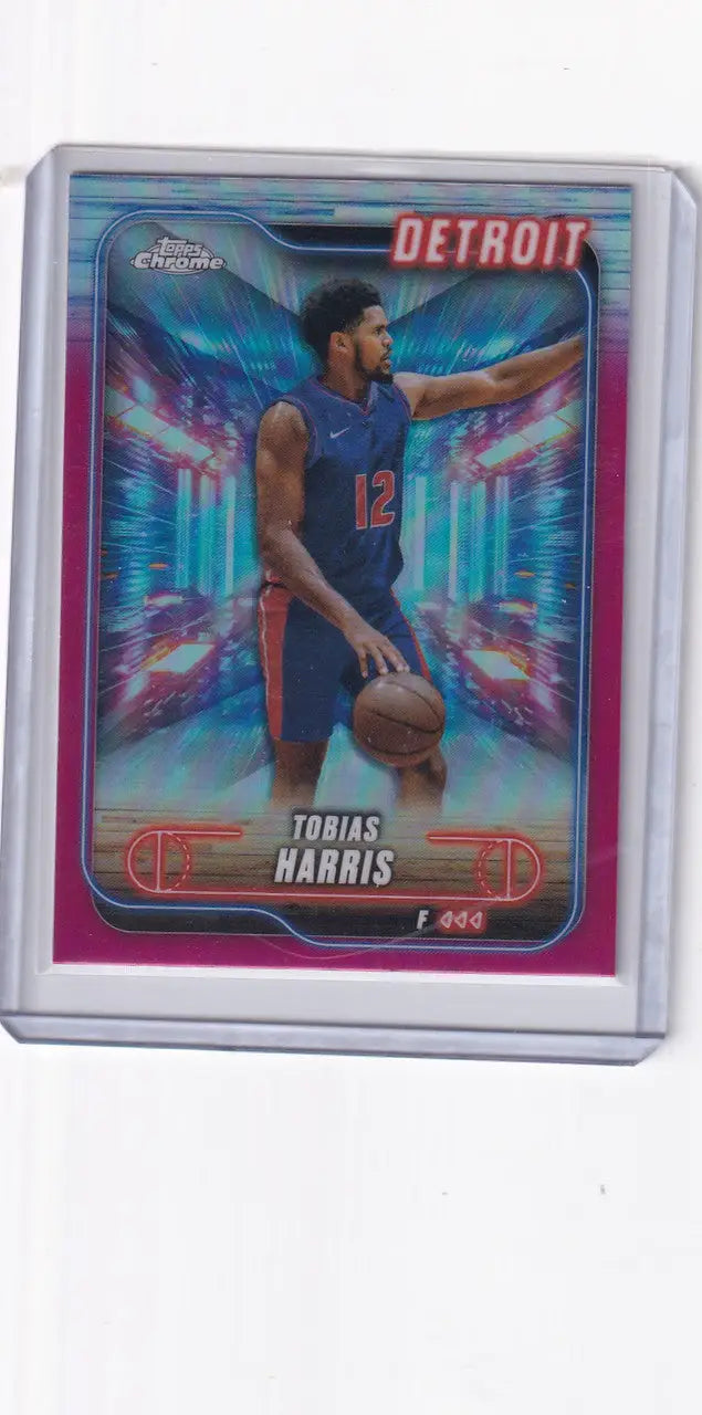 Tobias Harris Detroit basketball card 2024-25 Topps Chrome Magenta Refractor