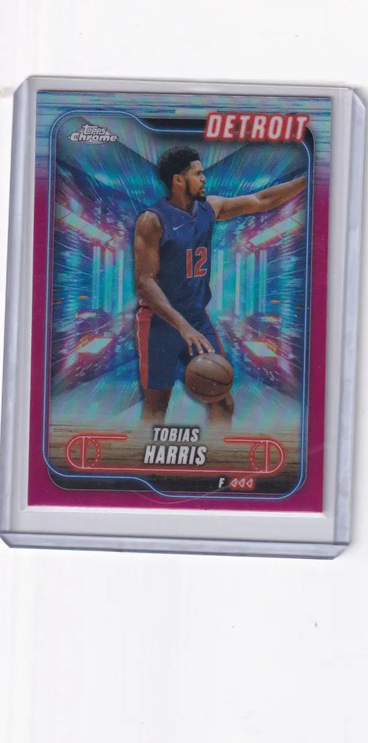 Tobias Harris Detroit basketball card 2024-25 Topps Chrome Magenta Refractor