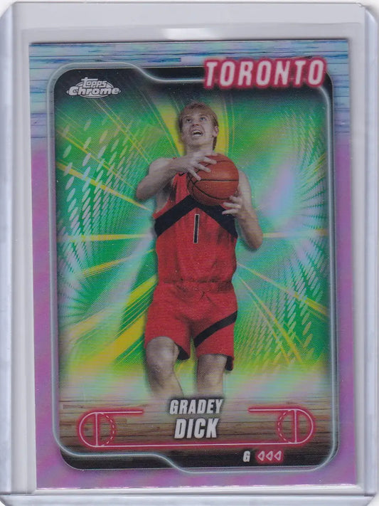 Gradey Dick basketball card from 2024-25 Topps Chrome Pink Refractors set