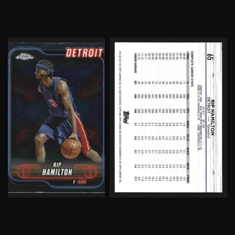 2024-25 Topps Chrome Rip Hamilton #65 Detroit Pistons