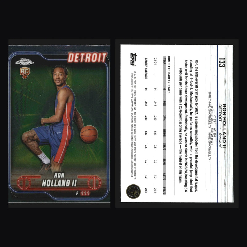 2024-25 Topps Chrome Ron Holland II #133 RC Detroit Pistons Rookie