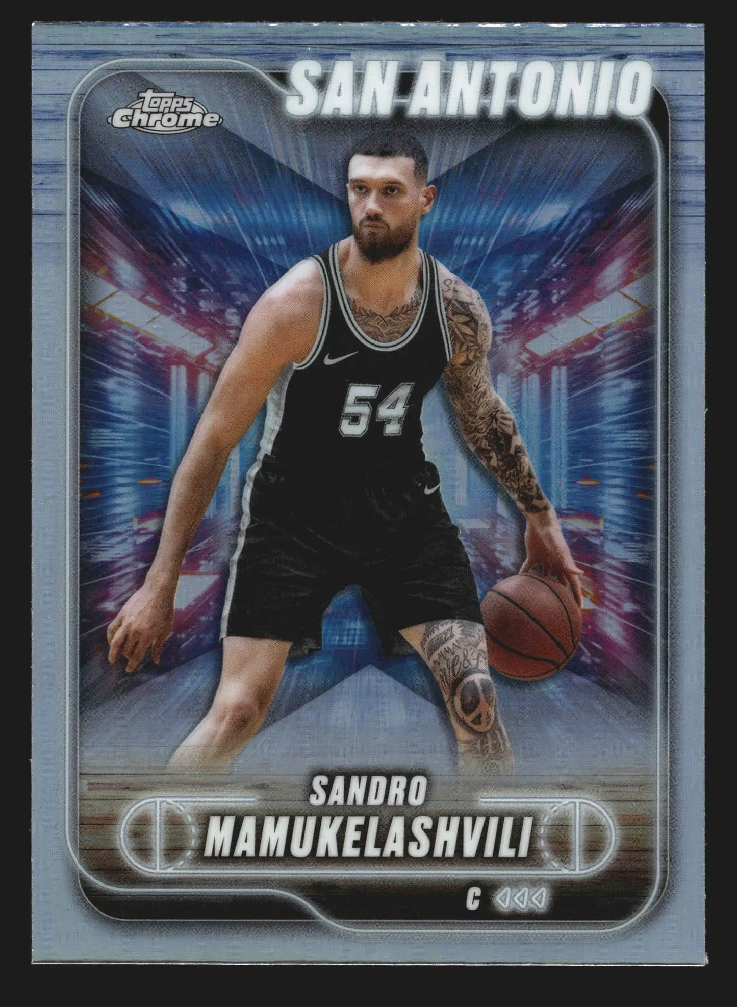 2024-25 Topps Chrome Sandro Mamukelashvili #186 Refractor Spurs - Basketball Card Single
