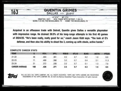 2024-25 Topps Chrome Sapphire #163 Quentin Grimes Green Sapphire #/99