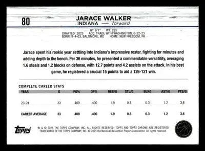 2024-25 Topps Chrome Sapphire #80 Jarace Walker - Basketball Card Single