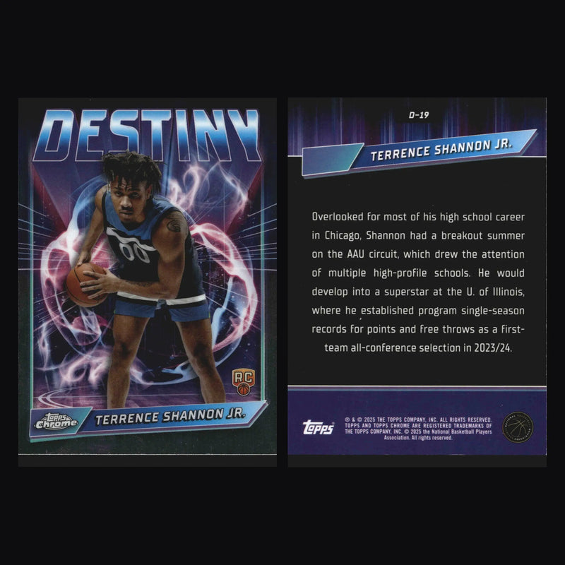 2024-25 Topps Chrome Terrence Shannon Jr. #D-19 Destiny RC Wolves - Basketball Card Single