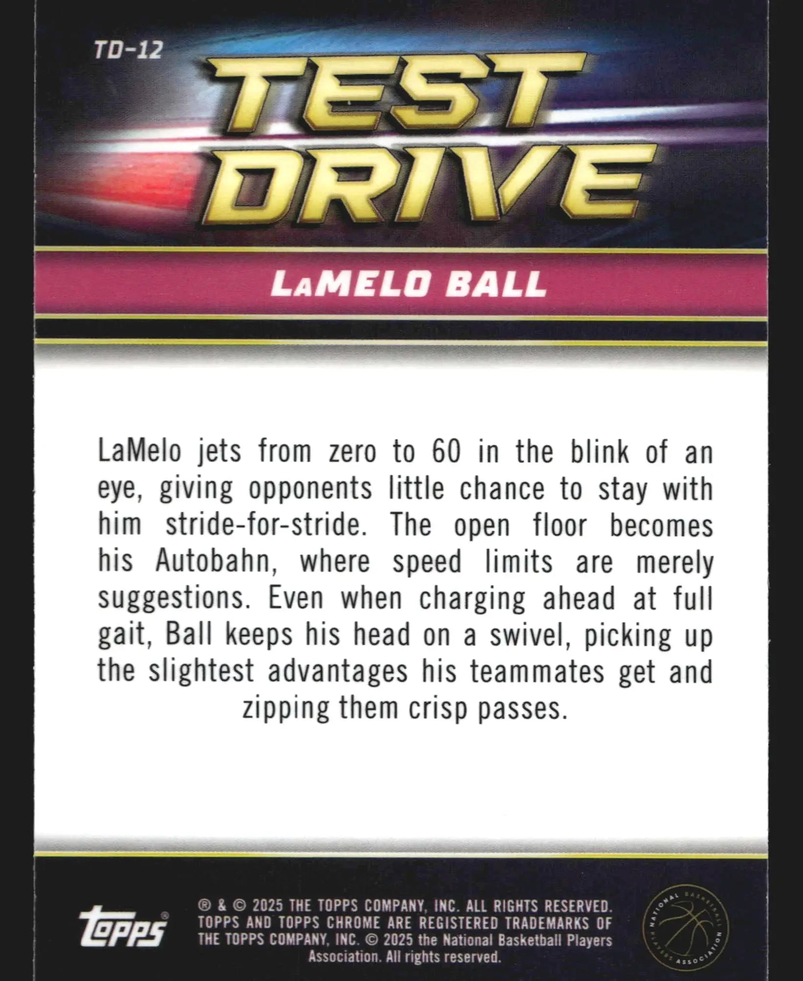 2024-25 Topps Chrome Test Drive #TD-12 LaMelo Ball Hornets