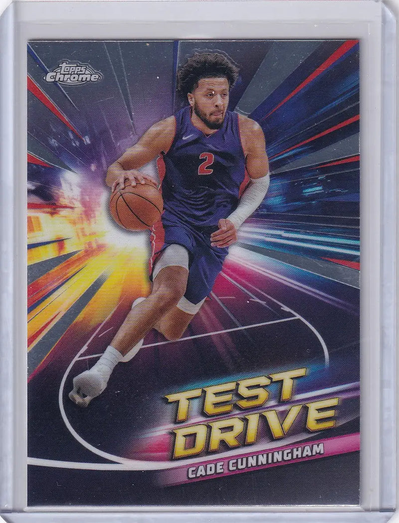 Cade Cunningham basketball card from 2024-25 Topps Chrome Test Drive collection