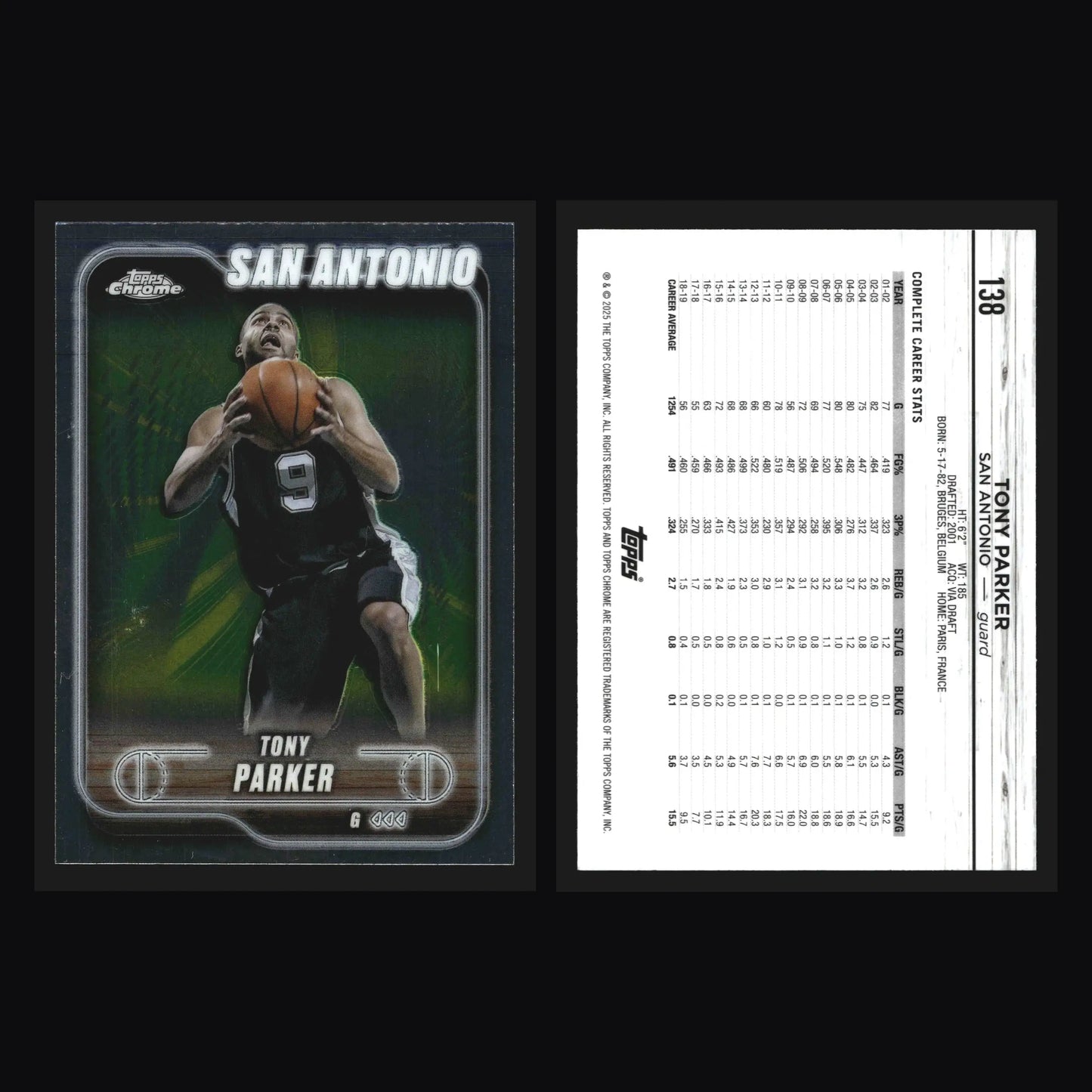 2024-25 Topps Chrome Tony Parker #138 San Antonio Spurs HOF - Basketball Card Single