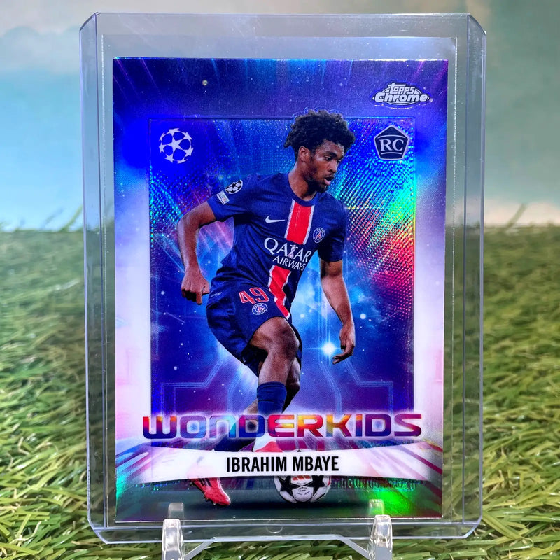 Ibrahim Mbaye Wonderkids trading card from 2024/25 Topps Chrome UEFA collection