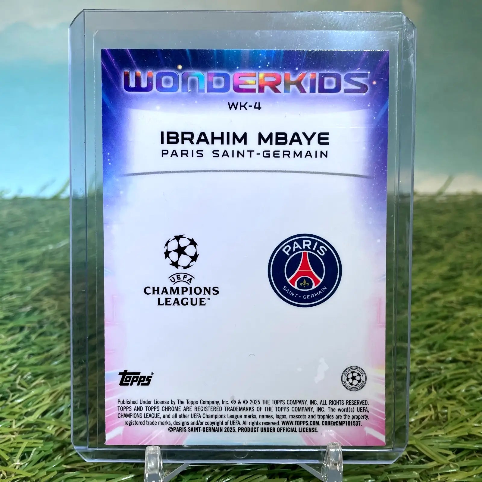 Topps Chrome UEFA Ibrahim Mbaye Wonderkids trading card for Paris Saint Germain