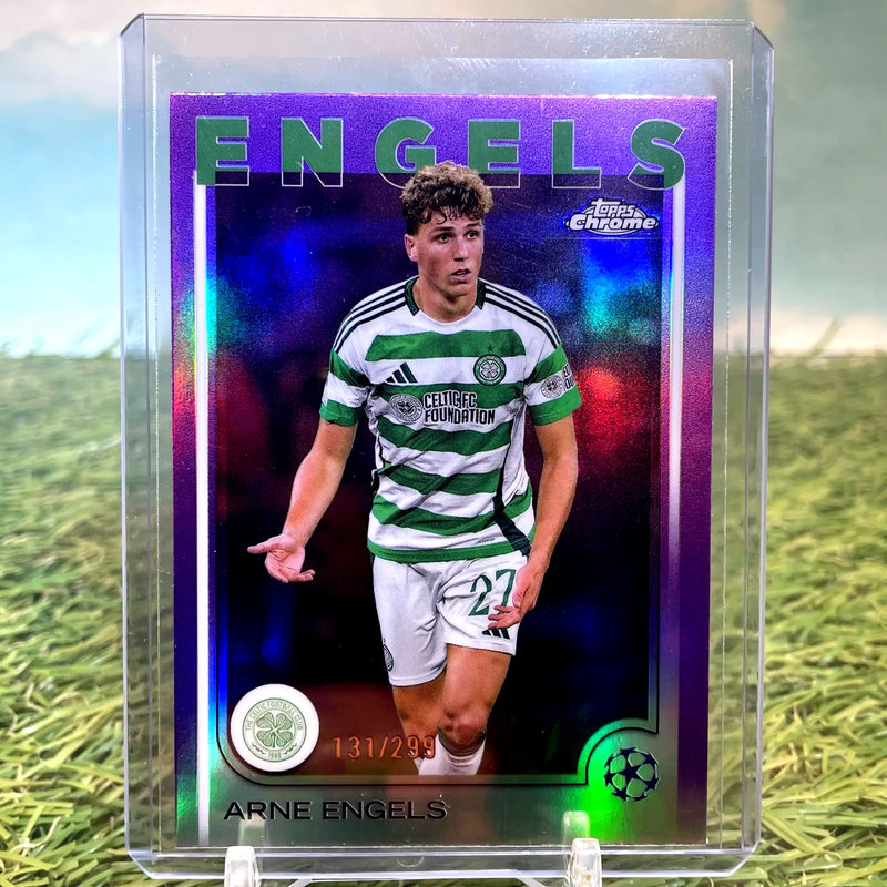 2024-25 Topps Chrome UEFA Club Comp Arne Engels Violet Wave Refractor /299 SP - Soccer Card Single