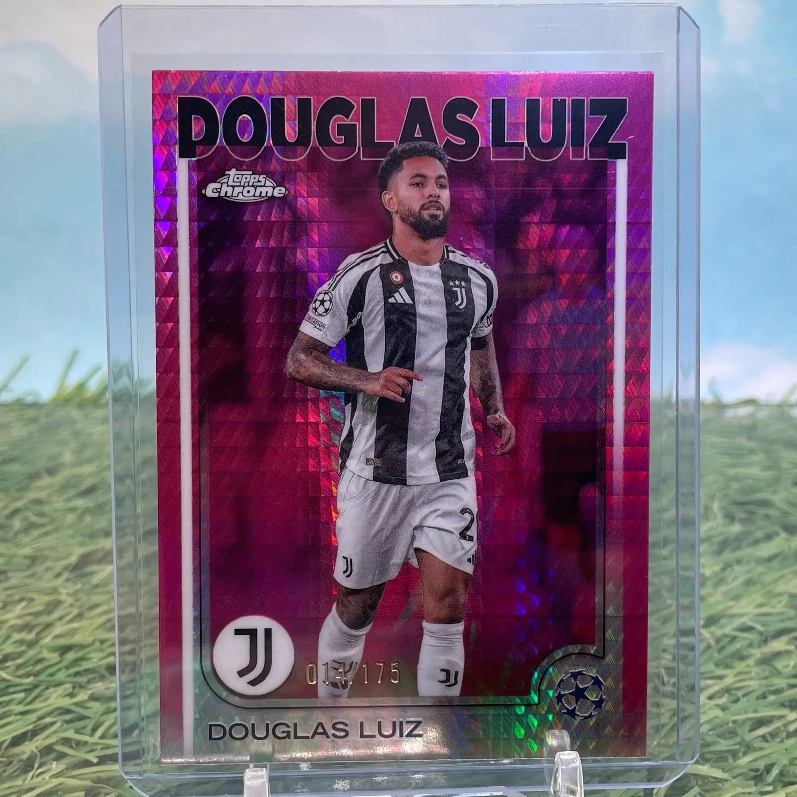 2024-25 Topps Chrome UEFA Douglas Luiz Pink Prism Refractor soccer card