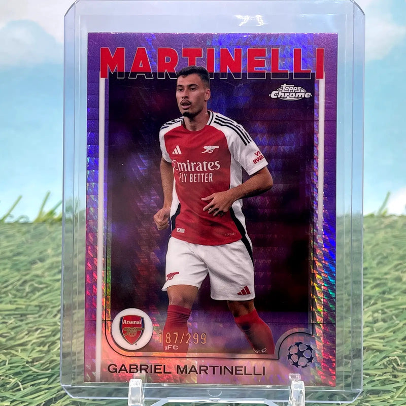 Gabriel Martinelli Topps Chrome UEFA soccer card Violet Prism /299 Arsenal #5