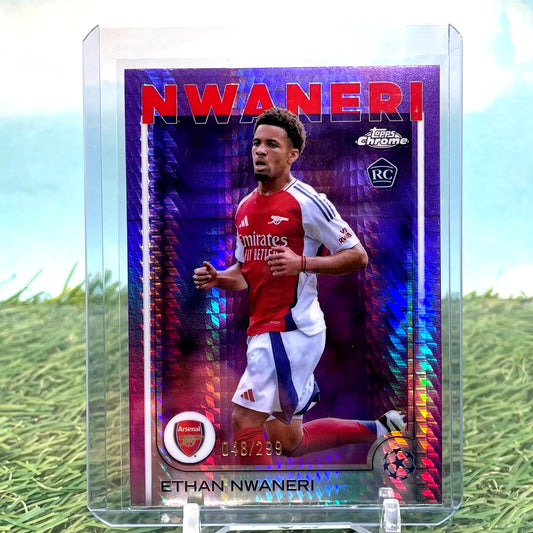 2024-25 Topps Chrome UEFA UCC ETHAN NWANERI Violet Prism Refractor /299 Arsenal - Soccer Card Single