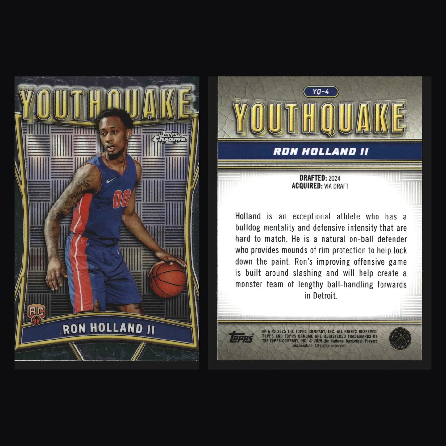 2024-25 Topps Chrome Youthquake Ron Holland II #YQ-4 RC Pistons Insert