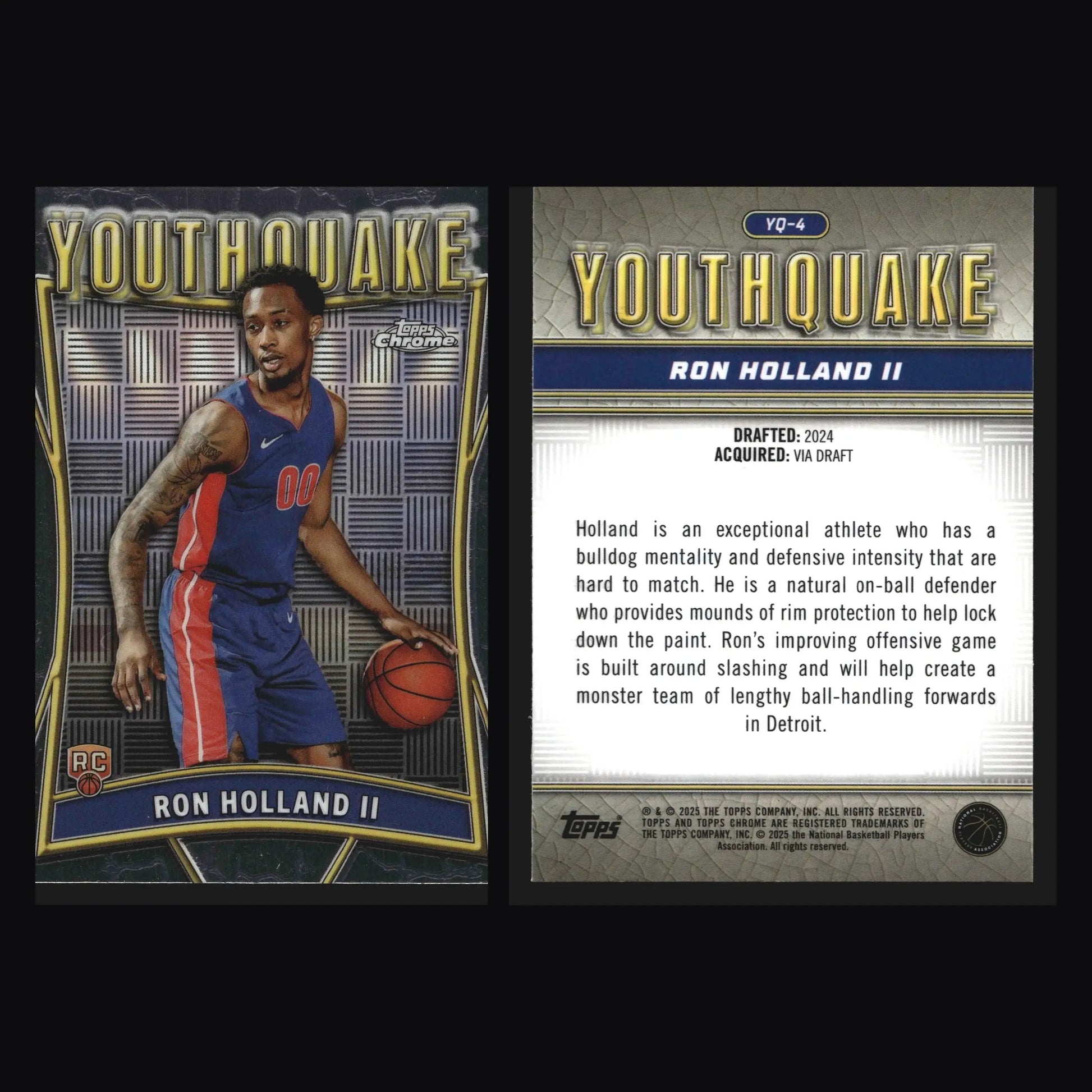 2024-25 Topps Chrome Youthquake Ron Holland II #YQ-4 RC Pistons Insert