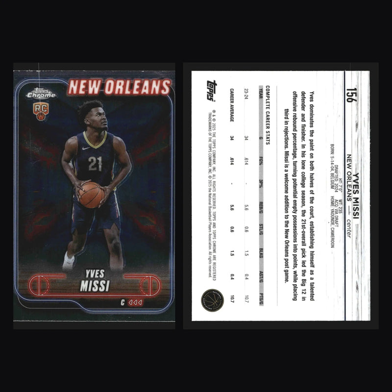 2024-25 Topps Chrome Yves Missi #156 RC New Orleans Pelicans Rookie