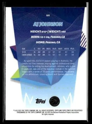 2024-25 Topps Finest #151 AJ Johnson Purple Refractor - Basketball Card Single