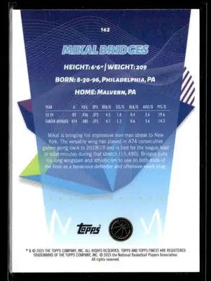 2024-25 Topps Finest #162 Mikal Bridges - Basketball Card Single