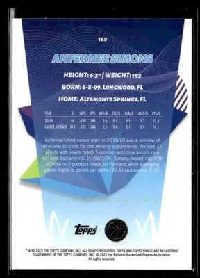 2024-25 Topps Finest #180 Anfernee Simons - Basketball Card Single