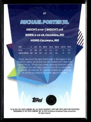 2024-25 Topps Finest #27 Michael Porter Jr. - Basketball Card Single
