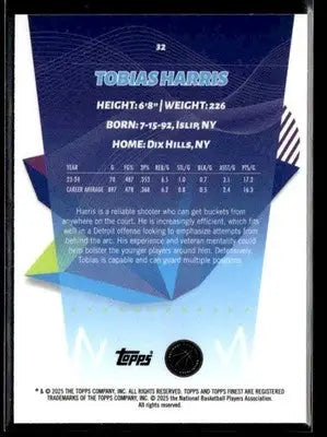 2024-25 Topps Finest #32 Tobias Harris Base Detroit Pistons - Basketball Card Single