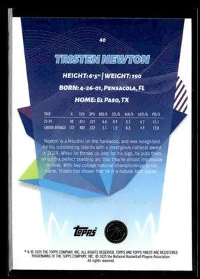 2024-25 Topps Finest #40 Tristen Newton - Basketball Card Single