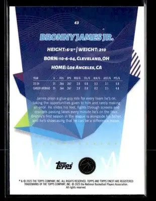 2024-25 Topps Finest #43 Bronny James Jr. - Basketball Card Single