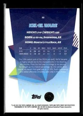 2024-25 Topps Finest #52 Kel’el Ware - Basketball Card Single