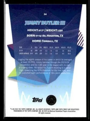 2024-25 Topps Finest #54 Jimmy Butler III Sky Blue Refractor - Basketball Card Single