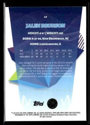 2024-25 Topps Finest #64 Jalen Brunson - Basketball Card Single