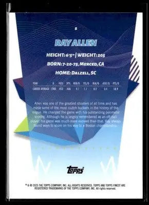 2024-25 Topps Finest #8 Ray Allen Sky Blue Refractor Boston Celtics - Basketball Card Single