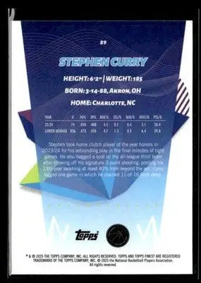 2024-25 Topps Finest #89 Stephen Curry - Basketball Card Single