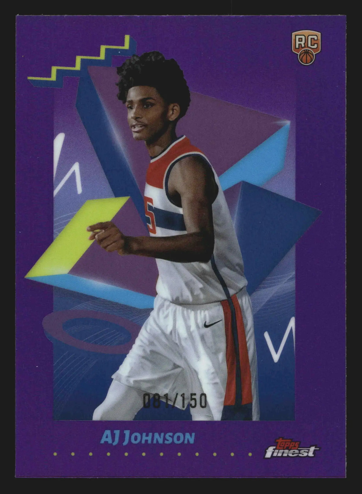 2024-25 Topps Finest AJ Johnson #151 Purple Refractor /150 RC - Basketball Card Single