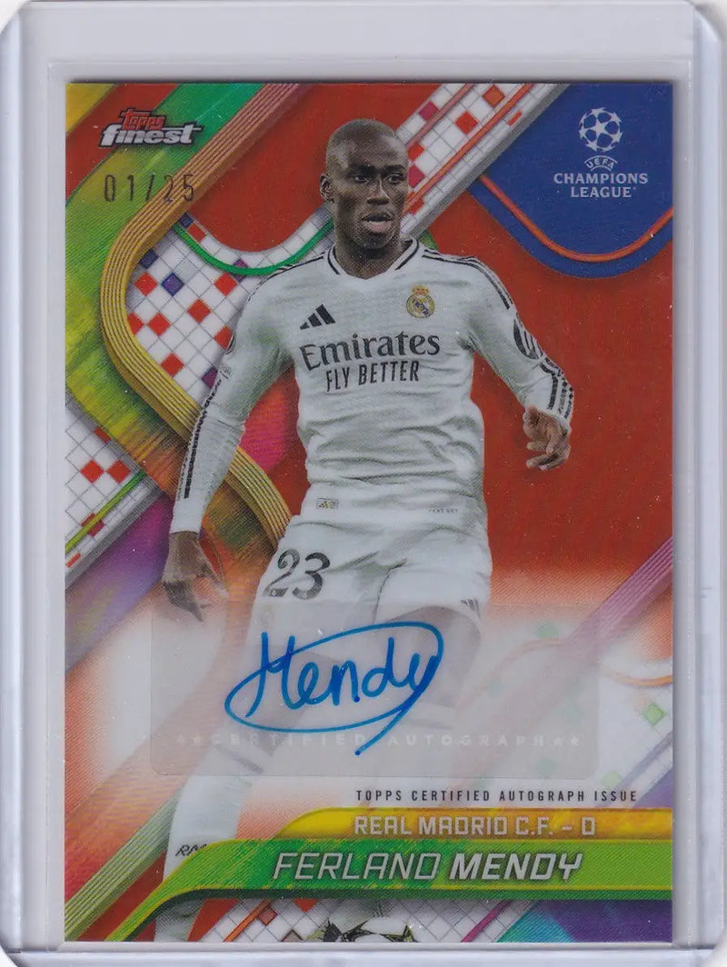 Ferland Mendy autographed trading card from 2024-25 Topps Finest Auto Orange series