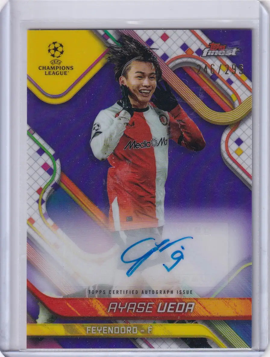 Ayase Ueda autographed trading card from 2024-25 Topps Finest Auto Purple series