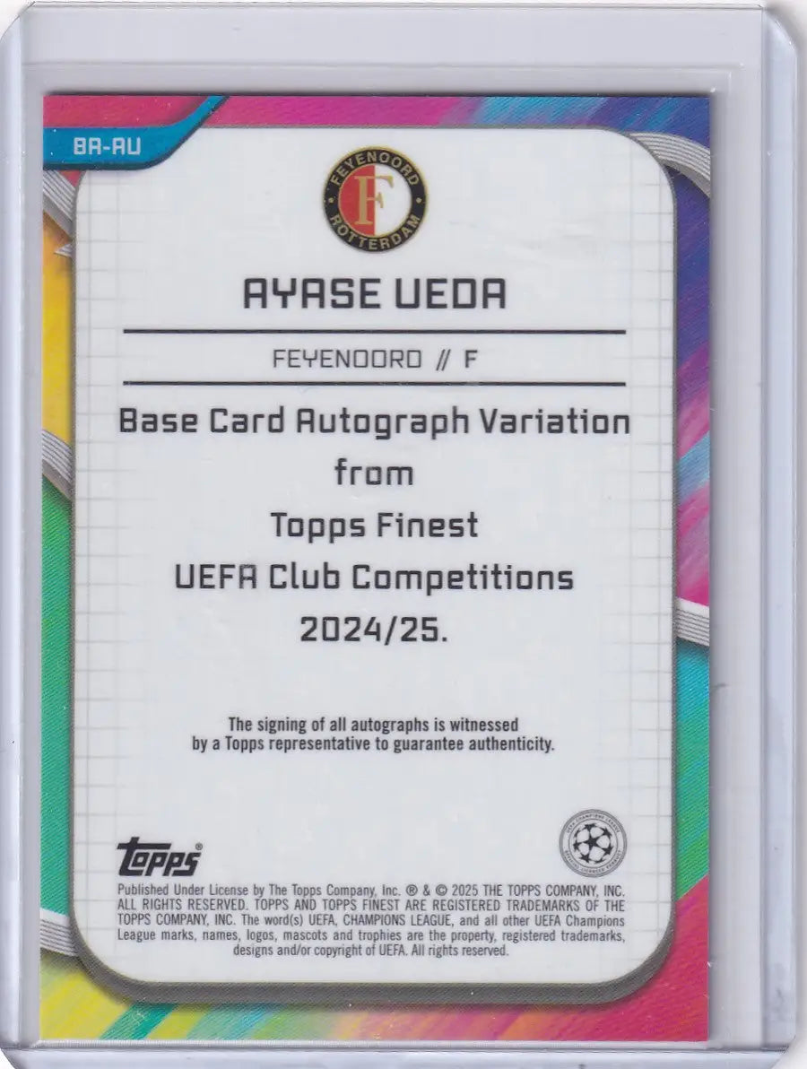Ayase Ueda autograph variation card from 2024-25 Topps Finest Auto Purple series