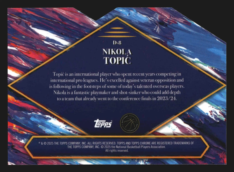 2024-25 Topps Finest Debut Nikola Topic #D-8 Thunder RC - Basketball Card Single